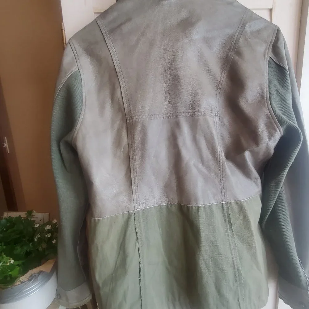 Lindsay Patina Leather Jacket Army Green Size Small New without Tags - Picture 9 of 12